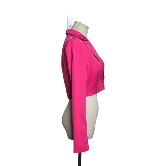 Club L London bubble gum pink one button crop boxy blazer size 4 - Picture 9 of 16